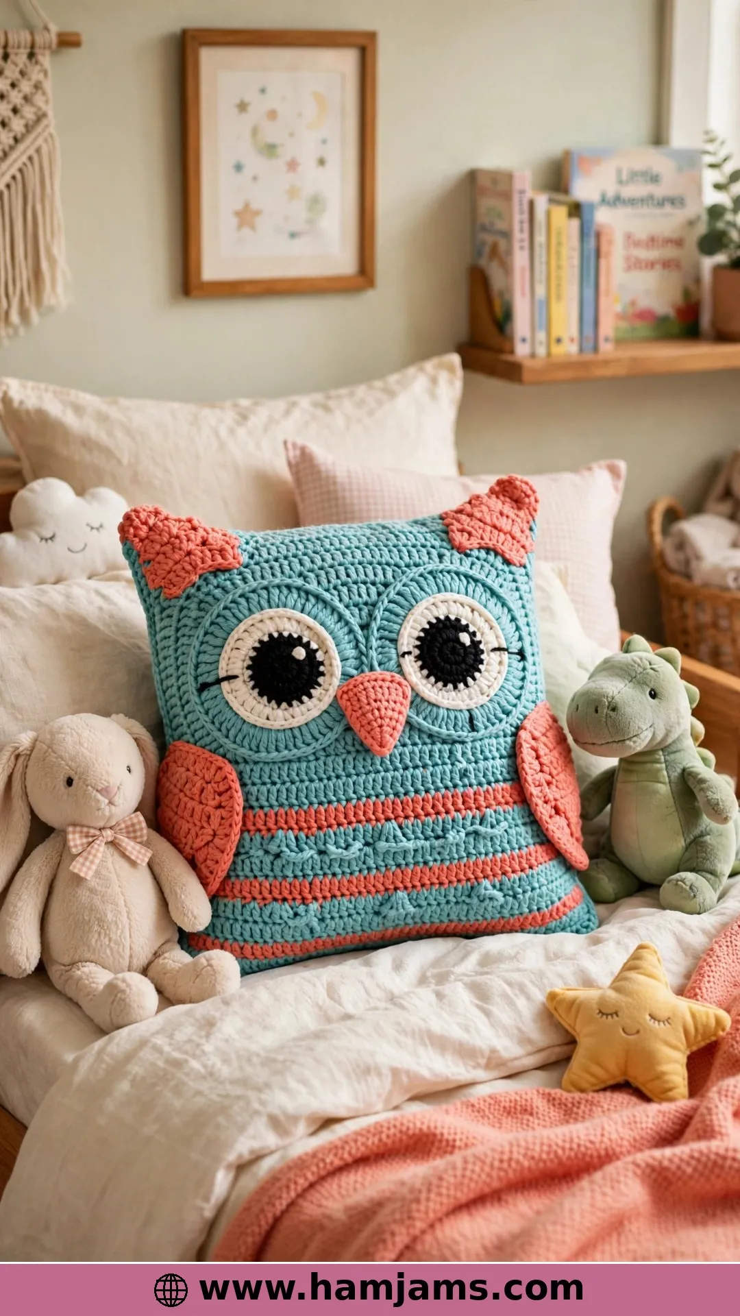 An Easy 14-Inch Owl Pillow in Single Crochet