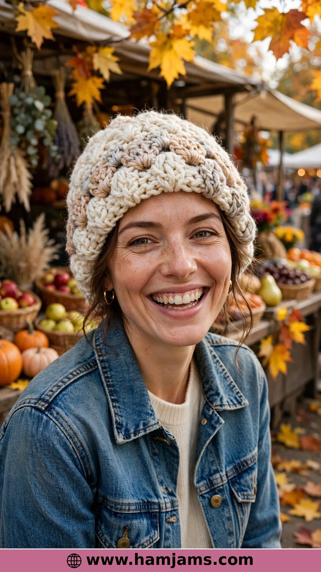 The Two-Tone Pebble Beanie with the Squishy Puffs