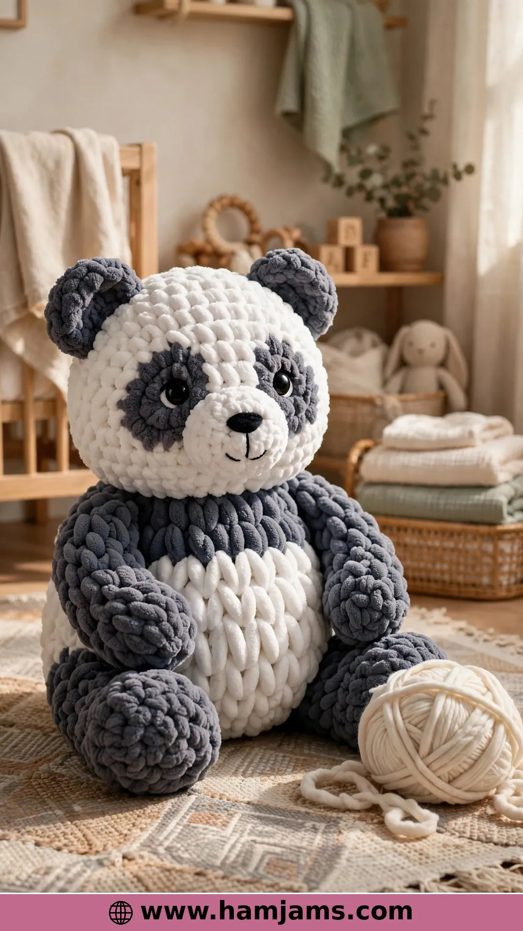 A Cuddly Plush Panda in Soft Bulky Yarn