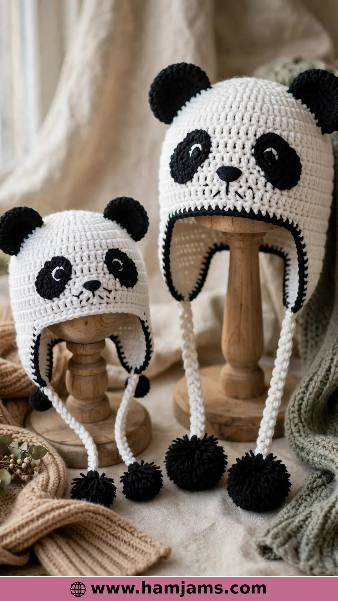 Panda Earflap Hats for the Whole Family