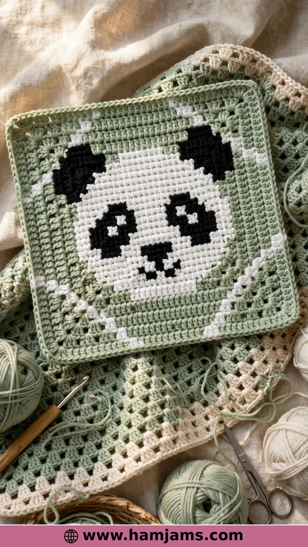 A Panda Face Square for Blankets and Cushions