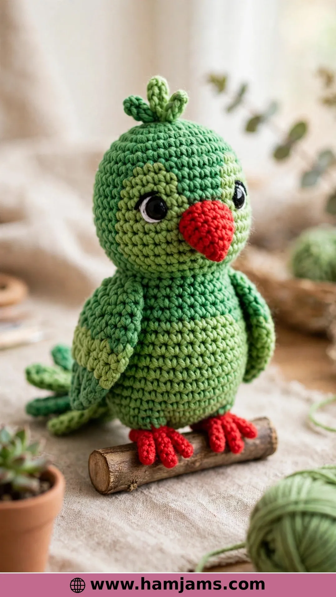 A Palm-Sized Green Parrot in One Seamless Spiral