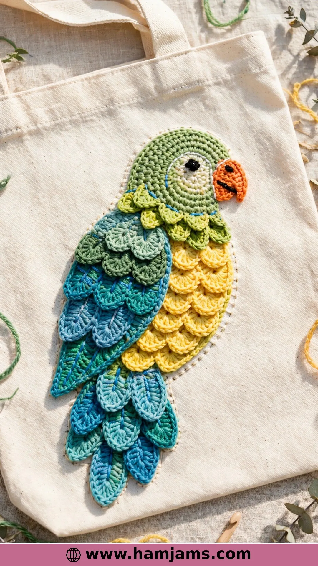 A Flat Parrot Appliqué for Blankets and Bags