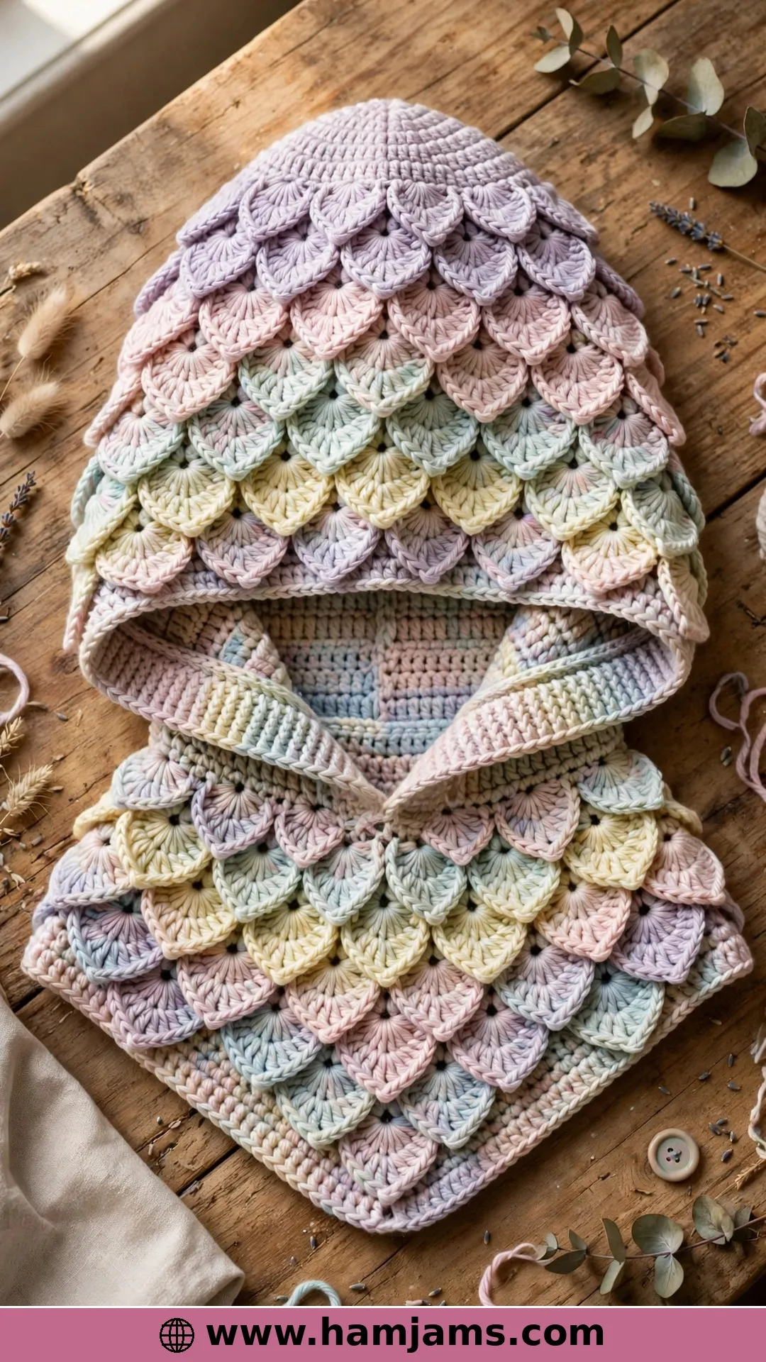 The Crocodile-Stitch Peacock Hood