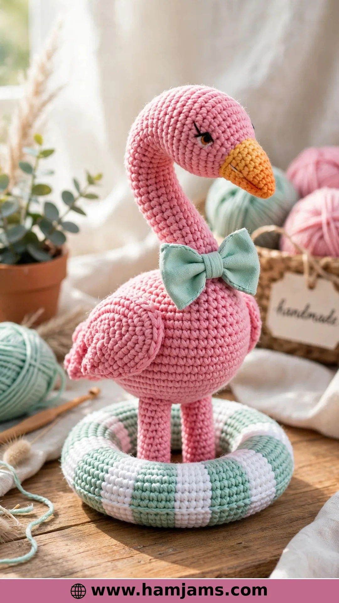 The Pink Flamingo With a Swim Ring