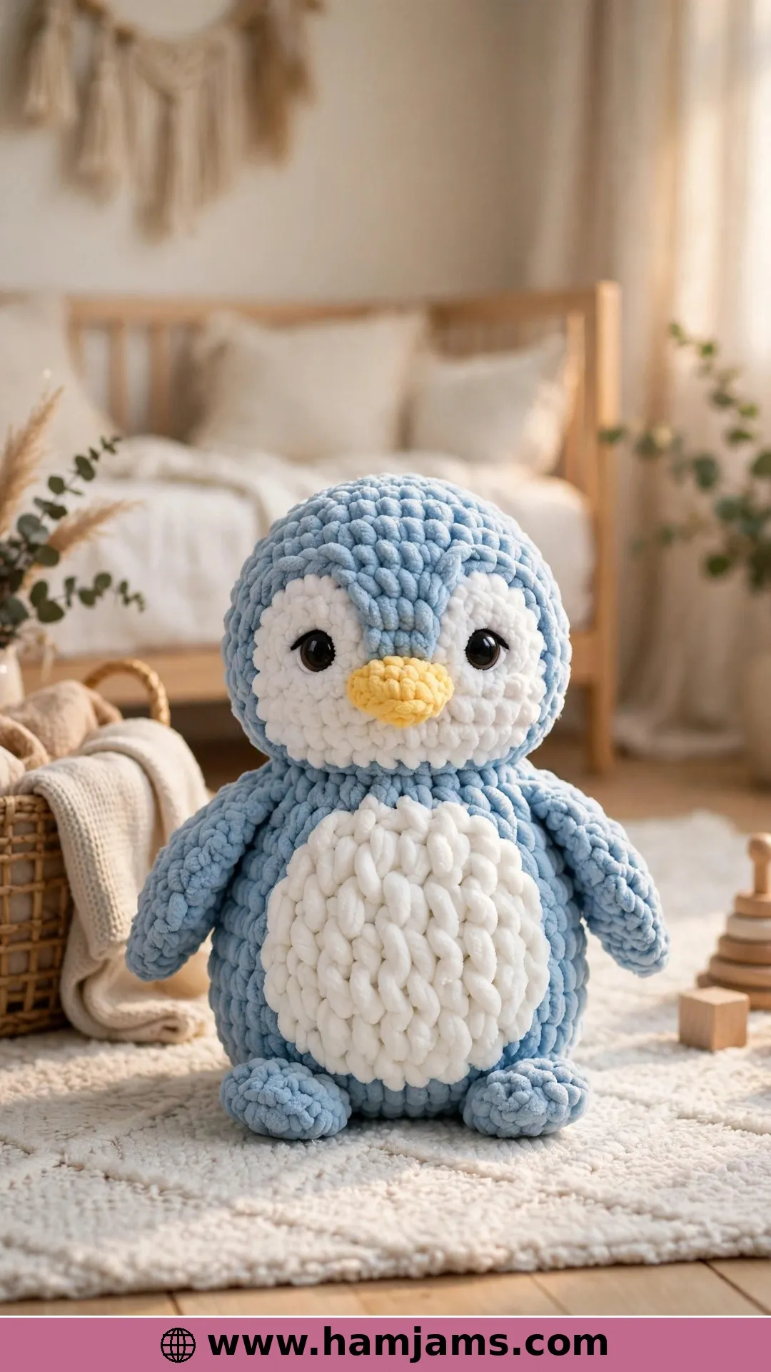 Pebble the Penguin in Plush Blanket Yarn