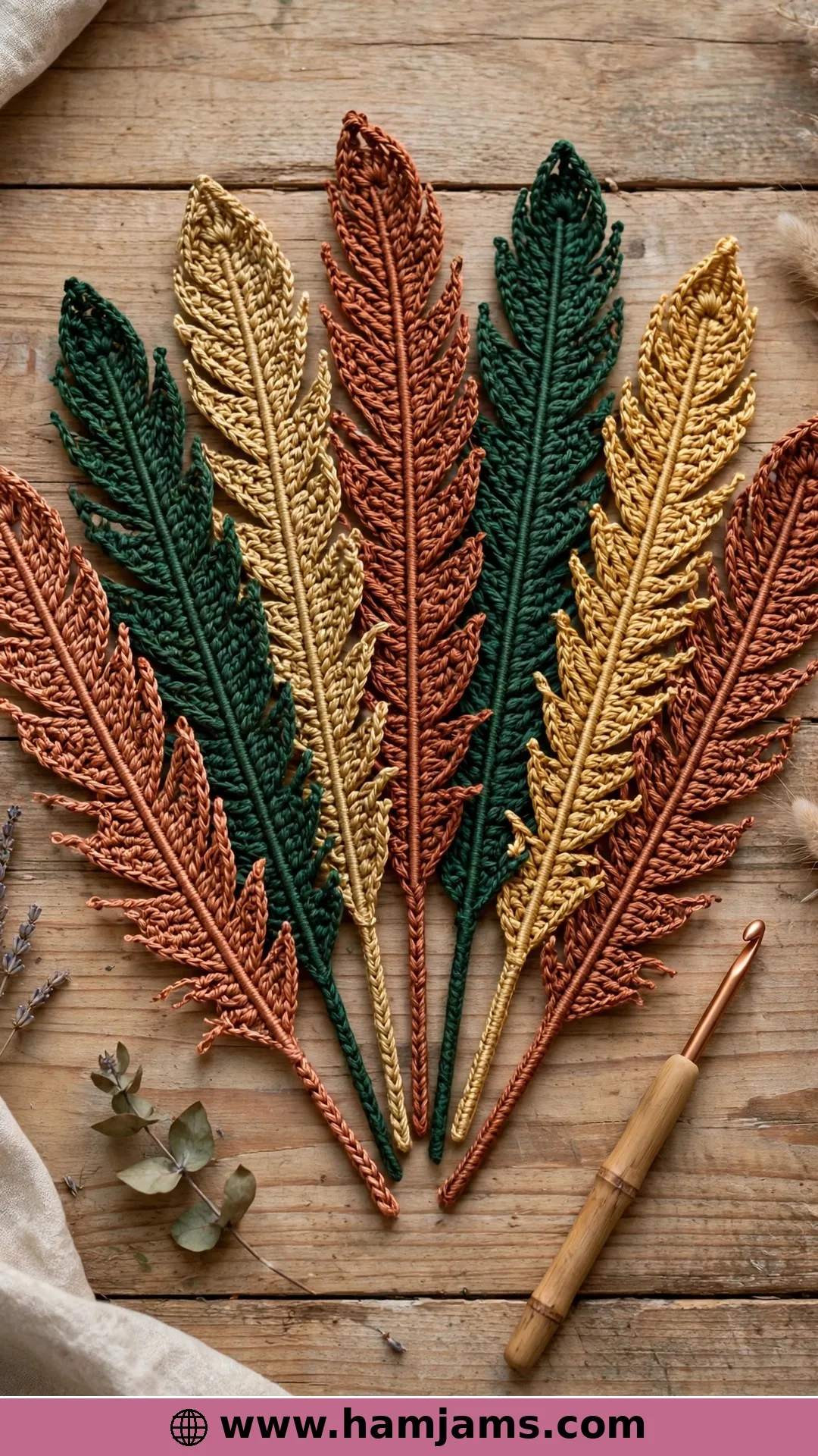 Tunisian Feathers in Pheasant Colours