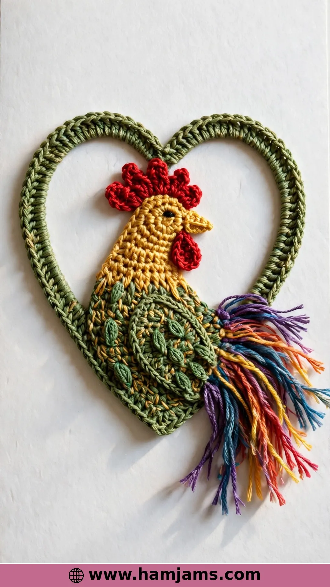 A Heart-Shaped Rooster Applique