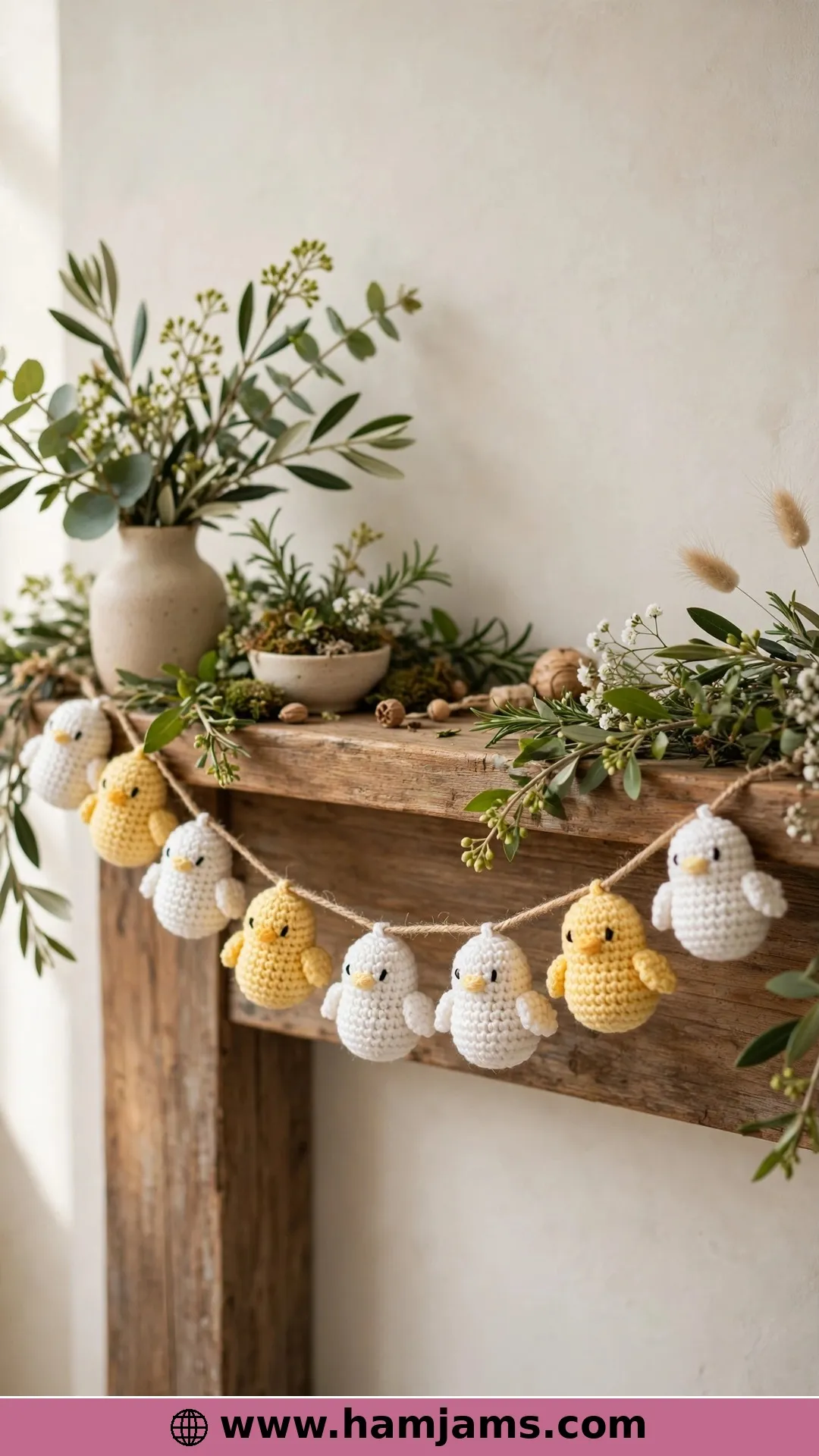A Chick Garland for Spring Shelves