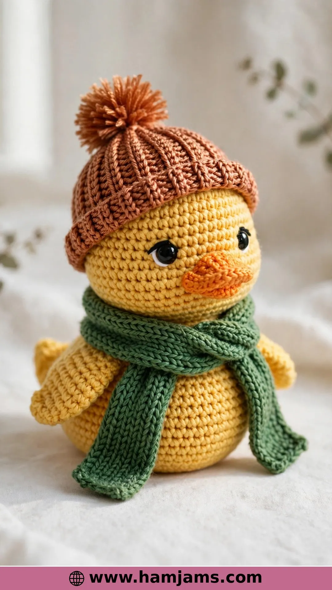 A Duckling in a Hat and Scarf