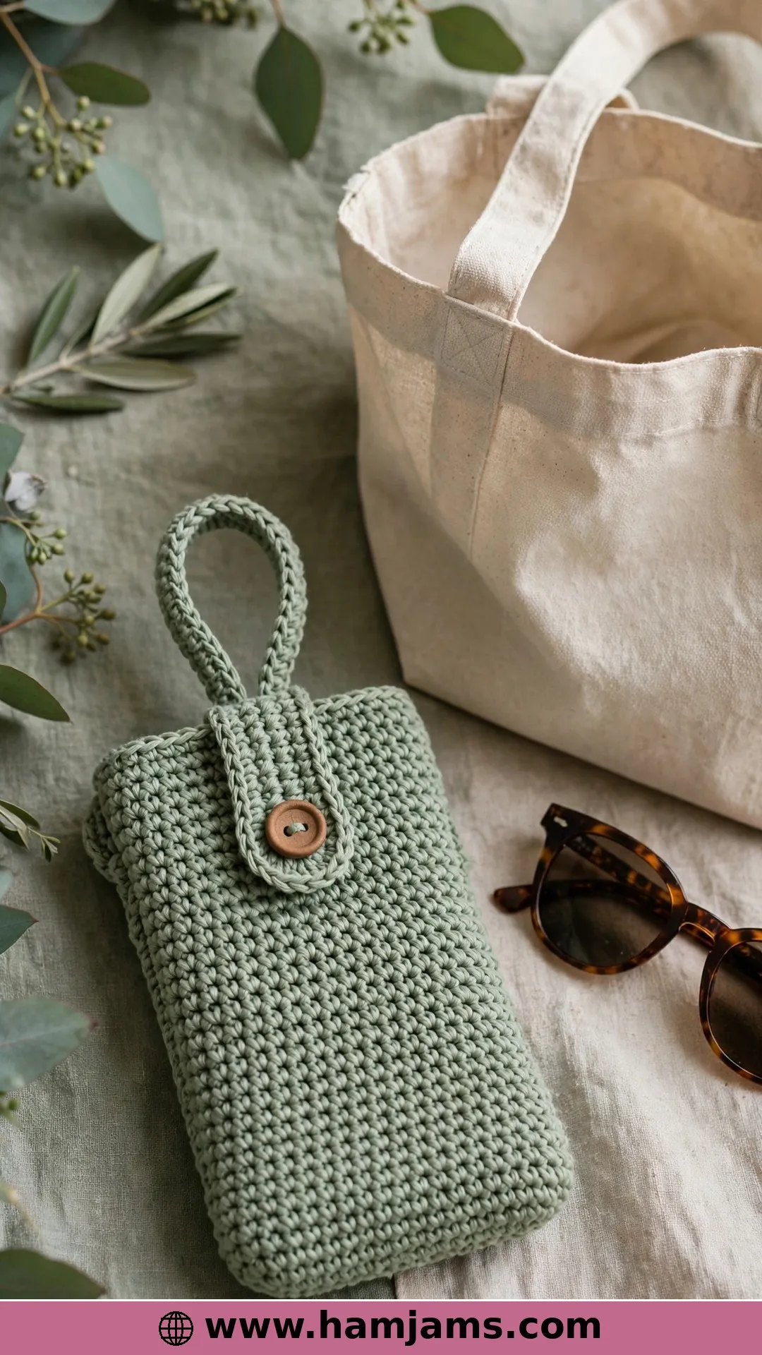The Sage Phone Pouch With a Button-Loop Strap