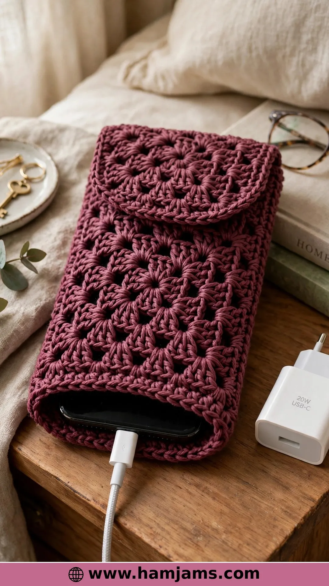 A Star-Stitch Pouch With a Charging Hole