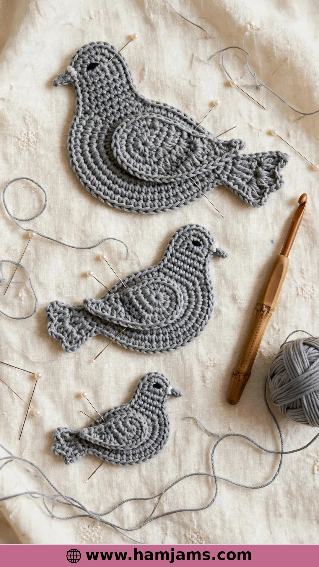 A Flat Pigeon Appliqué in Three Sizes