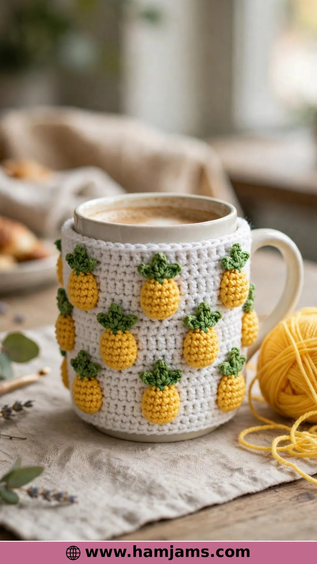 A Mug Cozy Covered in Little Pineapples