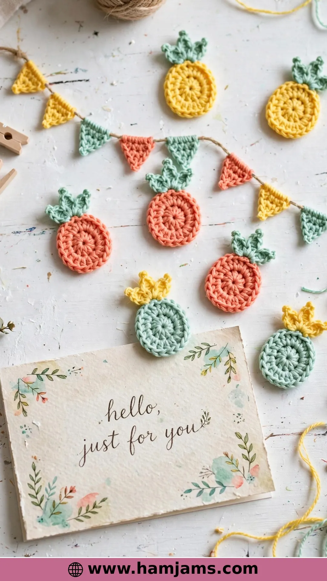 Tiny Flat Pineapples for Cards and Garlands