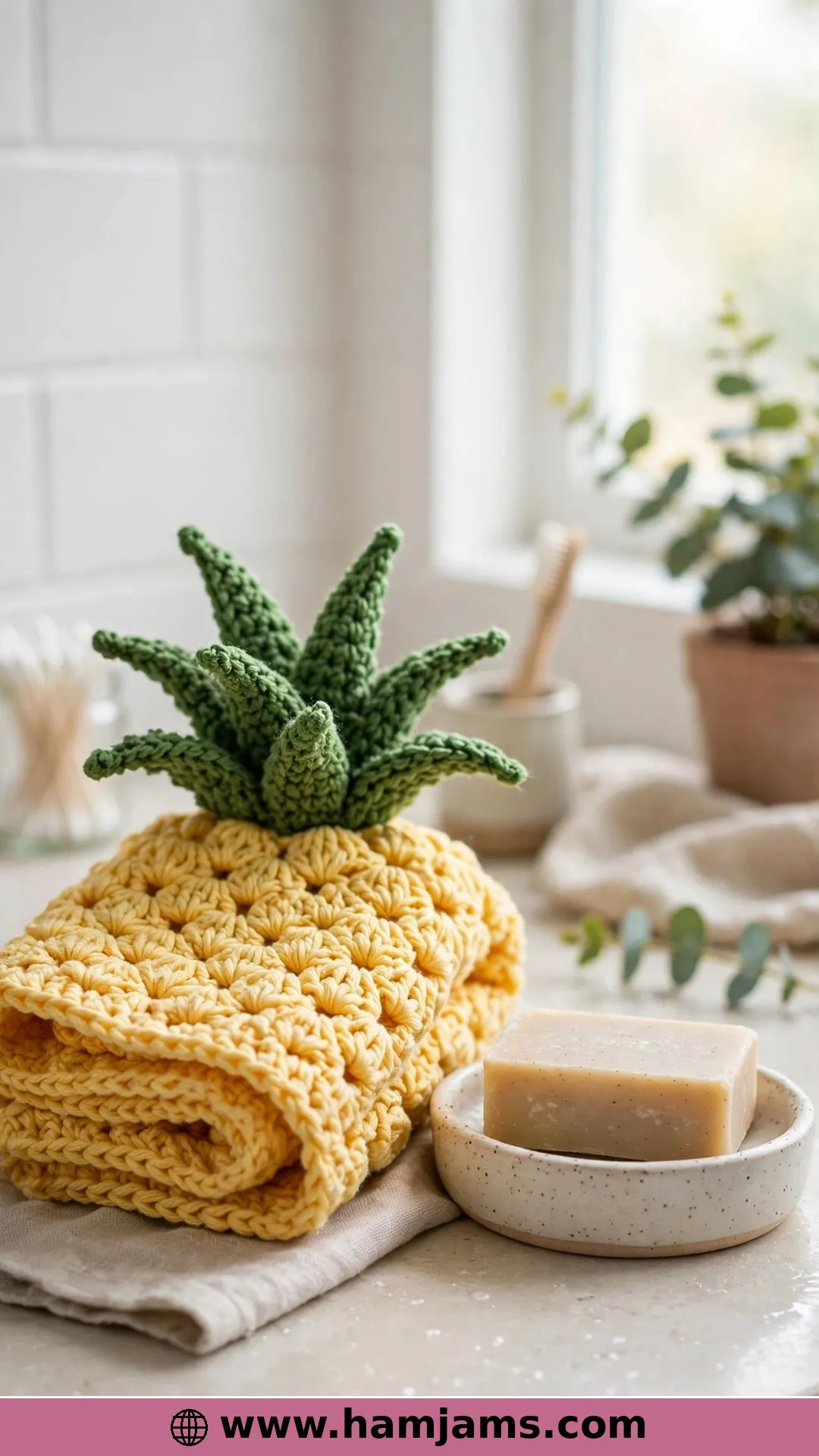 Washcloth or Appliqué with Spike-Stitch Leaves