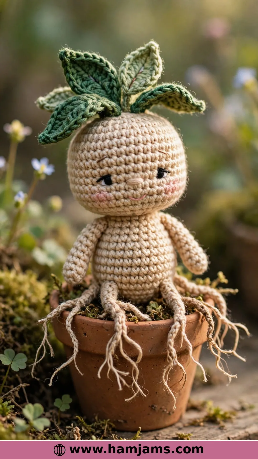 Mandrake Amigurumi in a Flower Pot