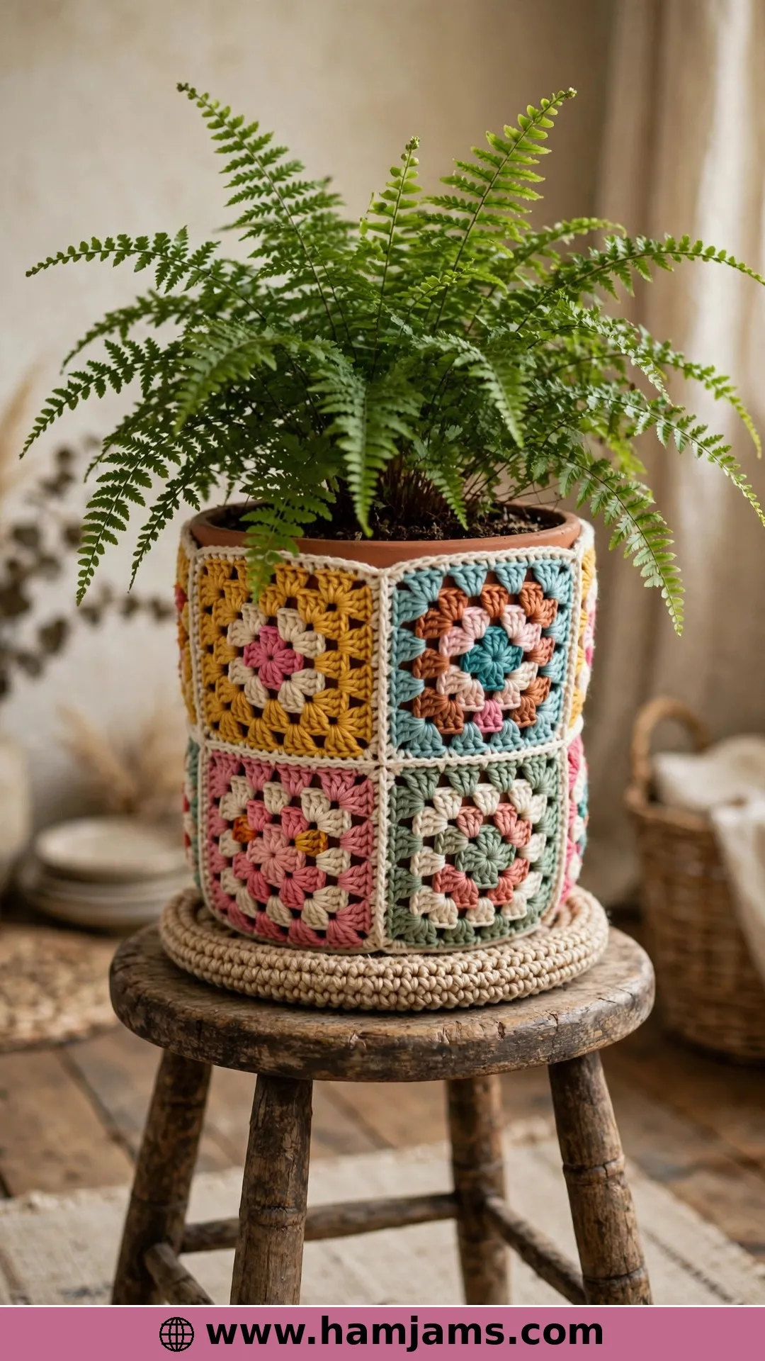 Granny Squares on a Spiral Base, B.Hooked Style