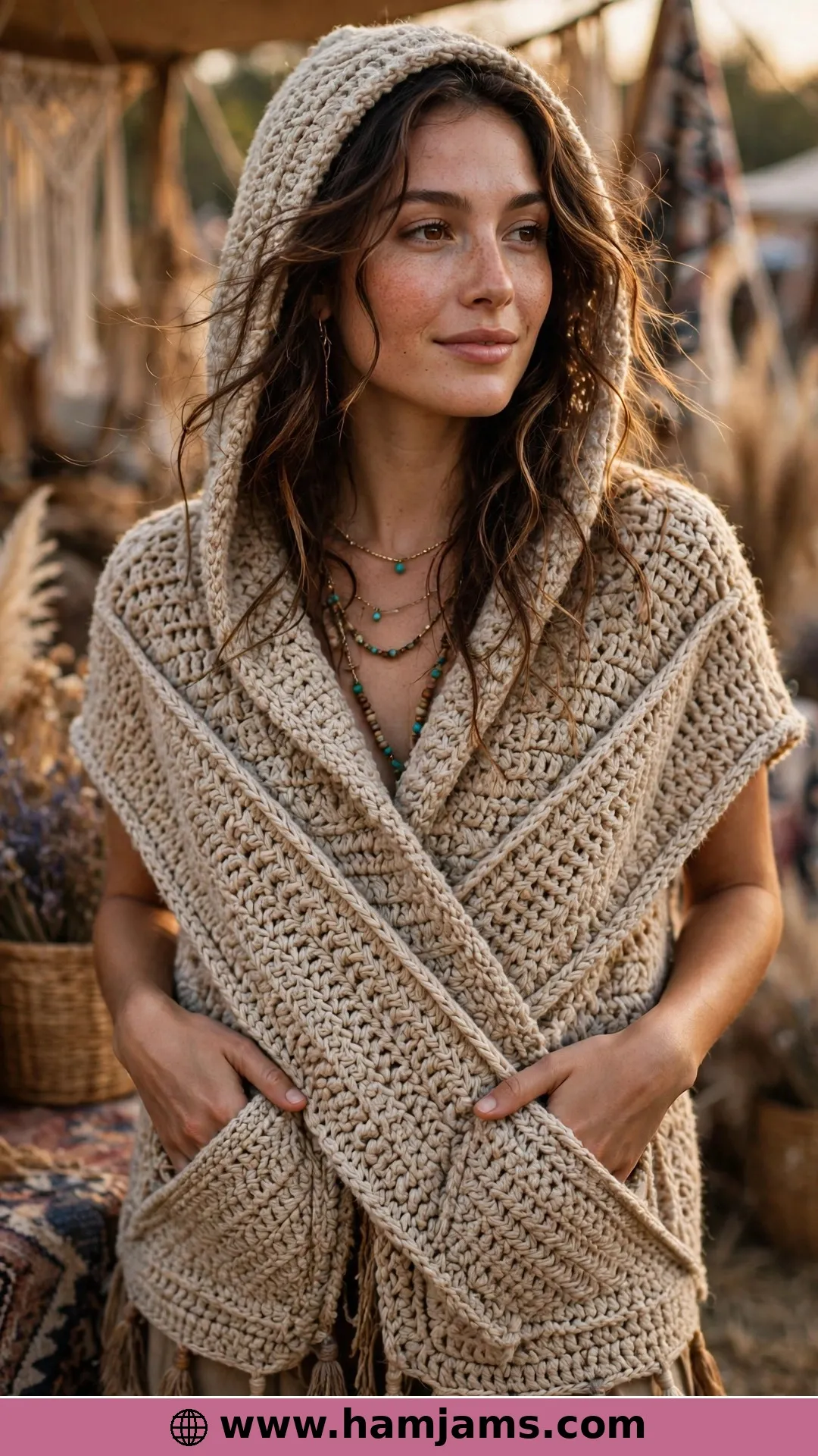 Triangle Pockets on a Two-Panel Hooded Wrap