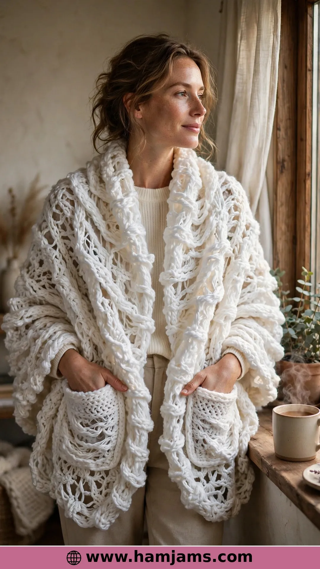 Hygge Pocket Shawl by Mason Jar Yarn Designs
