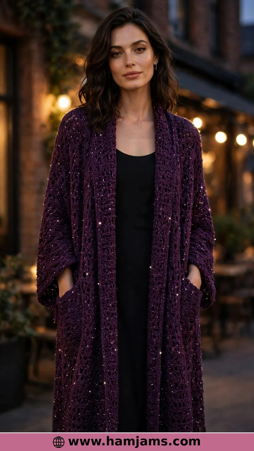 Linked Crochet Shawl with Pockets by Nicki's Homemade Crafts