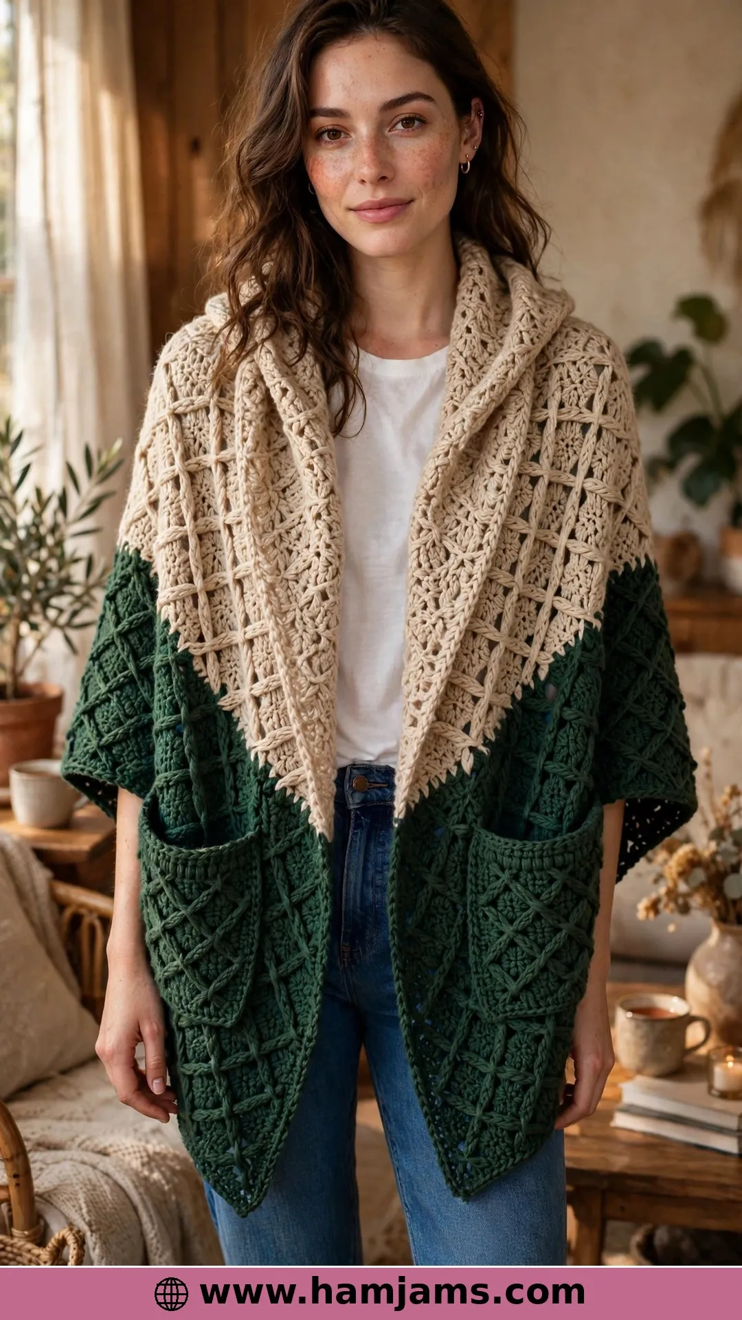 Beautiful Crochet Pocket Shawl by YelenaStyle Crochet