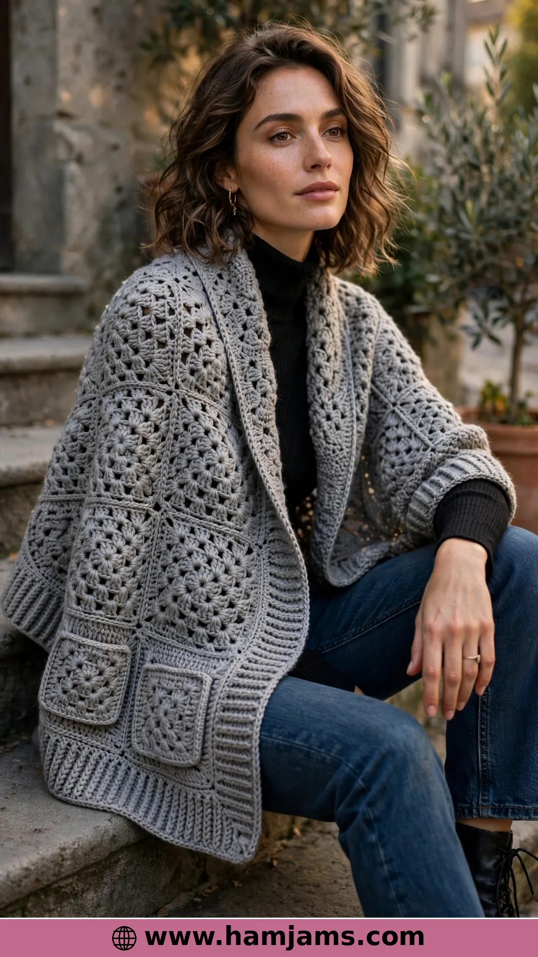 Pine Gap Pocket Shawl by Stitching Together