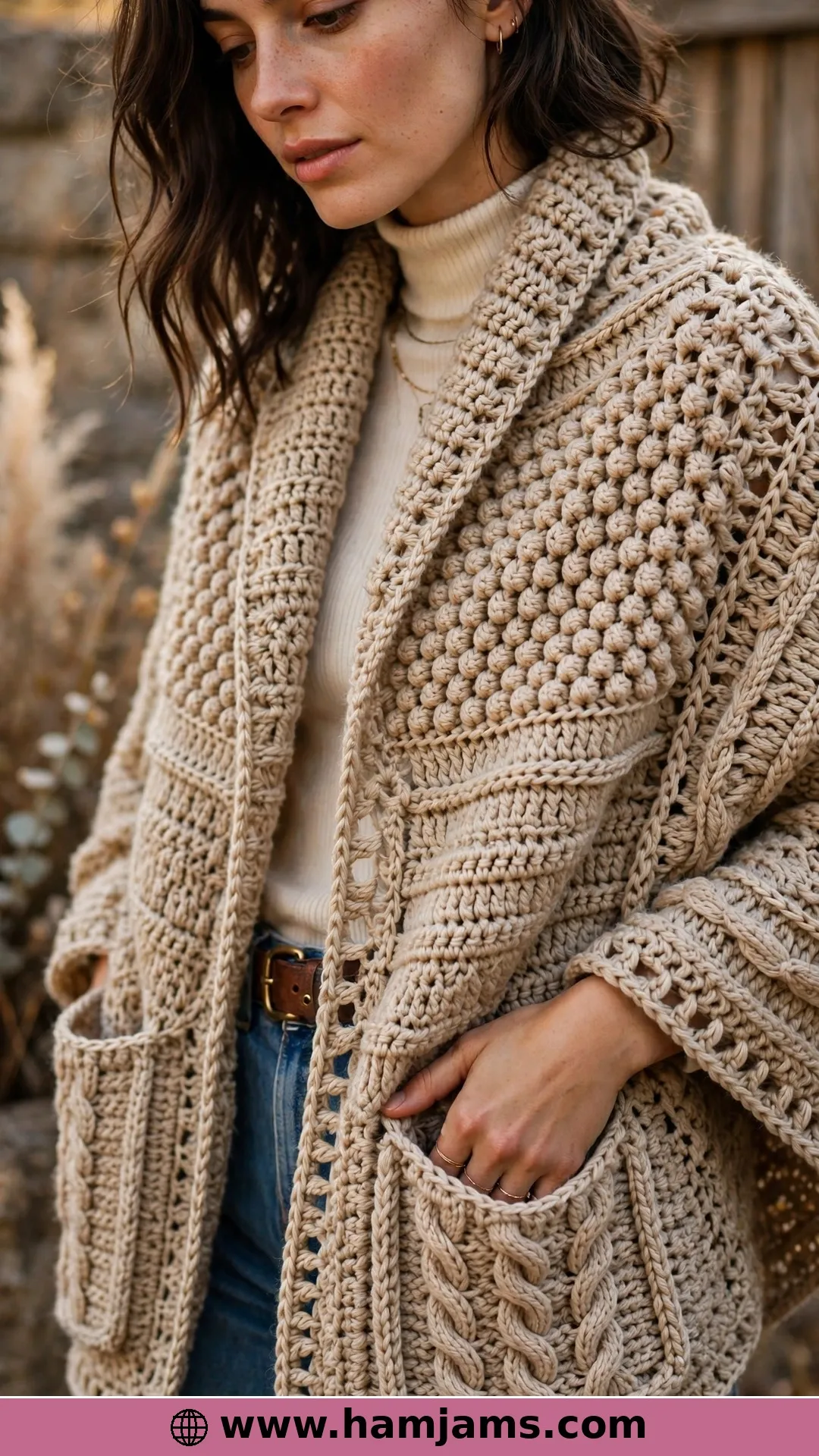 Cable Pocket Shawl by Meladora's Creations