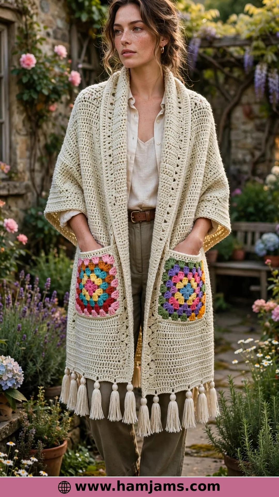 Cozy Granny Square Pocket Shawl by Craft Gossip