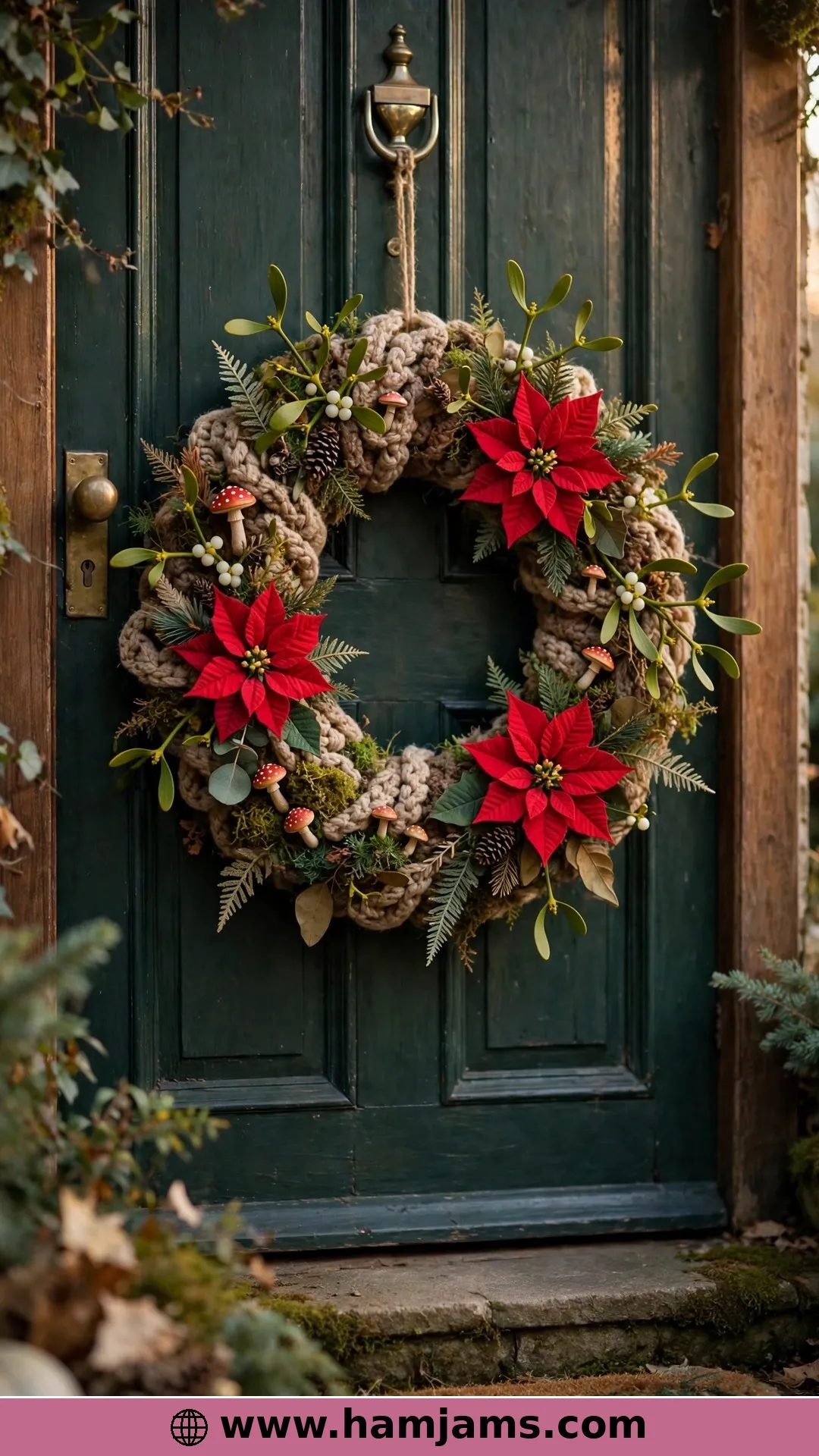 The Woodland Wreath With Three Poinsettias