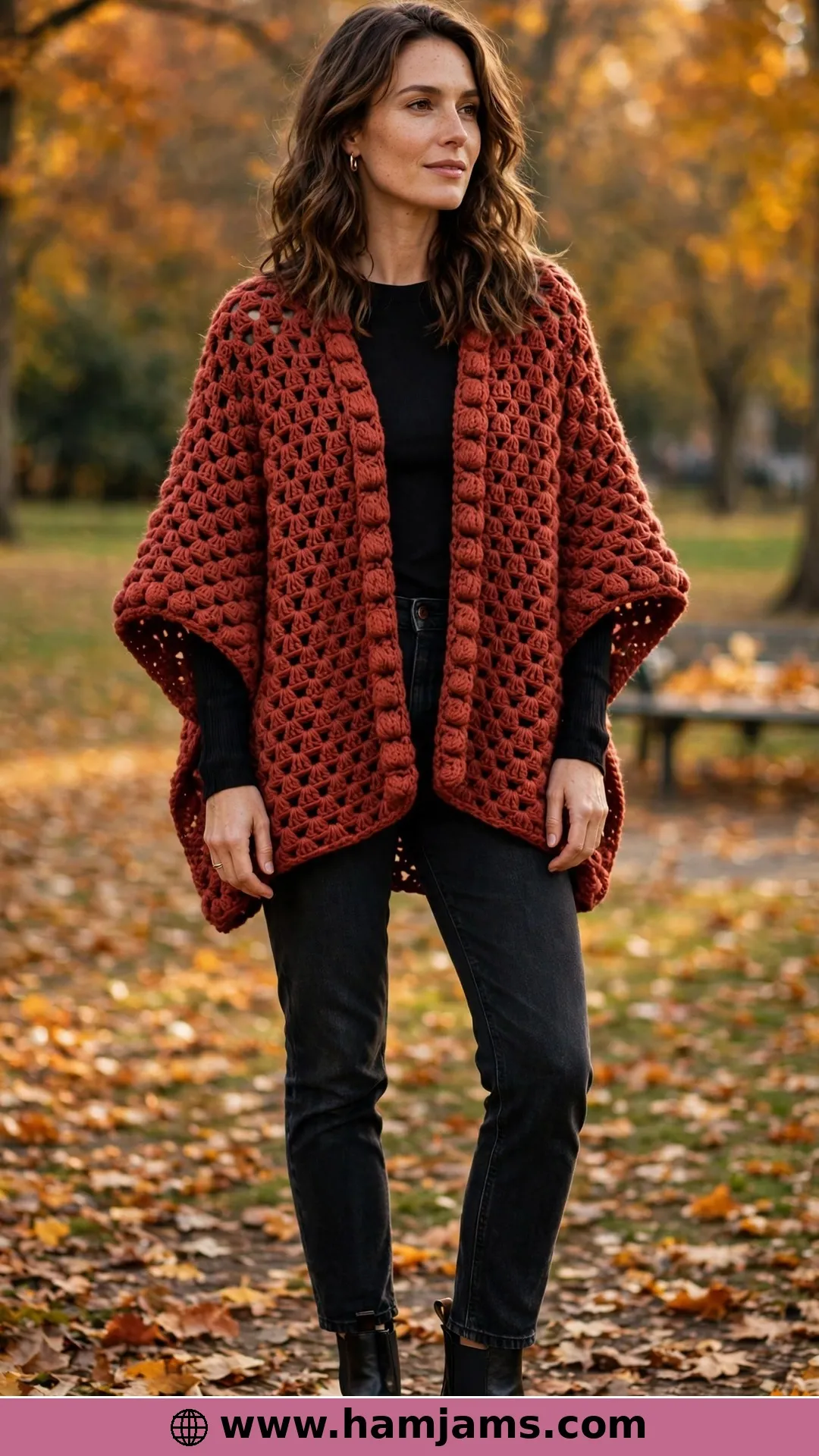Puff Stitches and Kimono Sleeves in Brick Alpaca