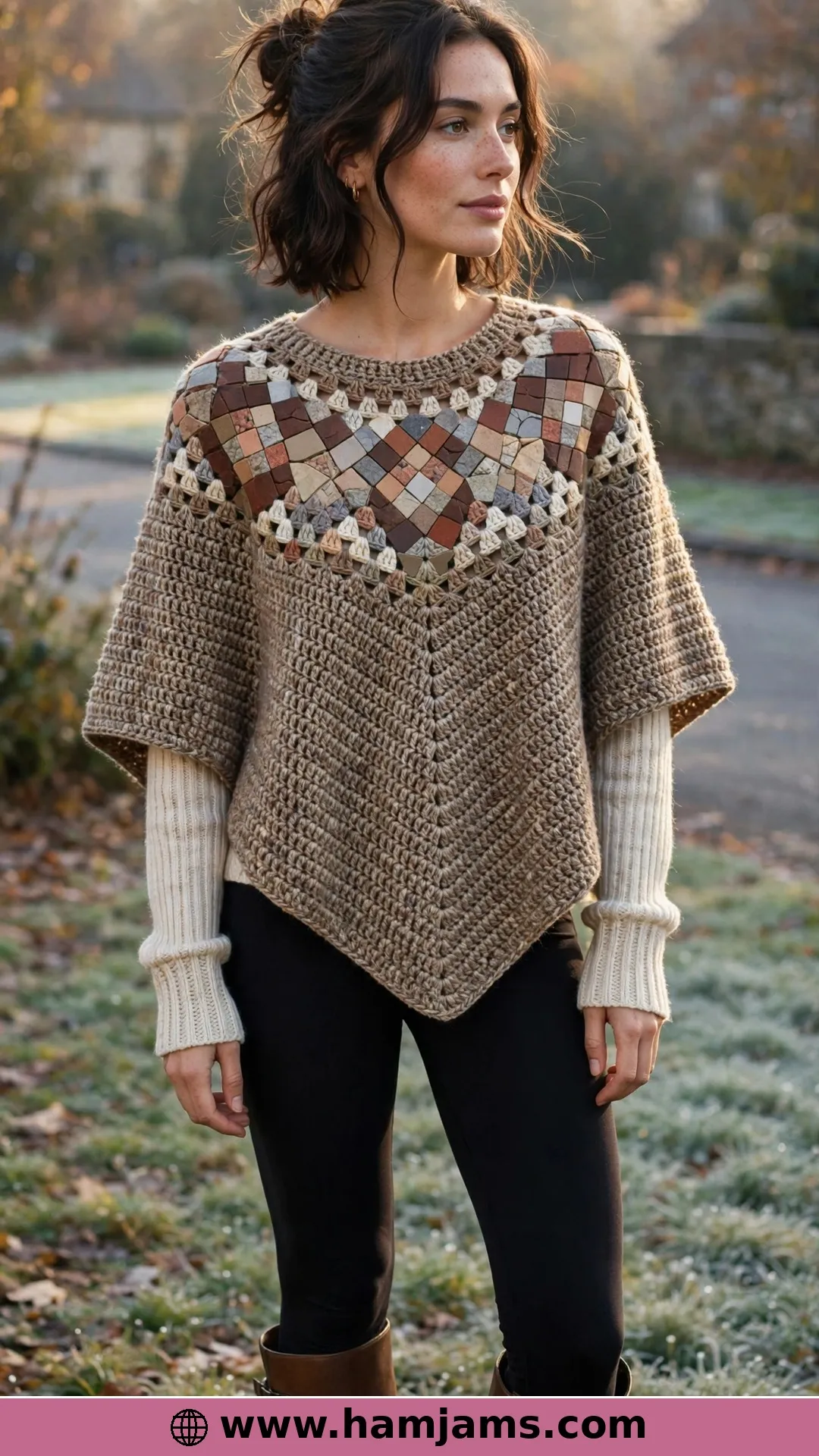 The Mosaic-Yoked Swoncho With Real Ribbed Sleeves