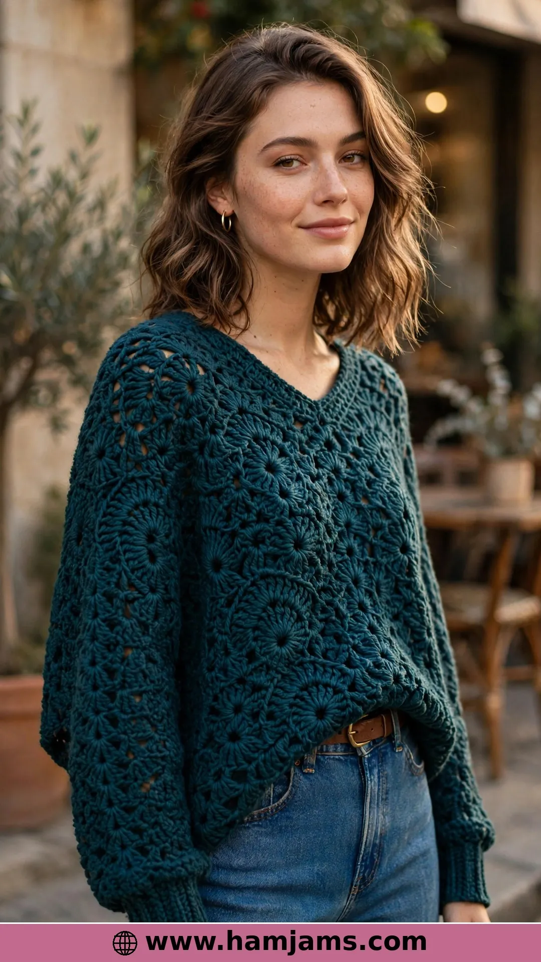 A Shell-Stitch Poncho Jumper, Worked Top-Down