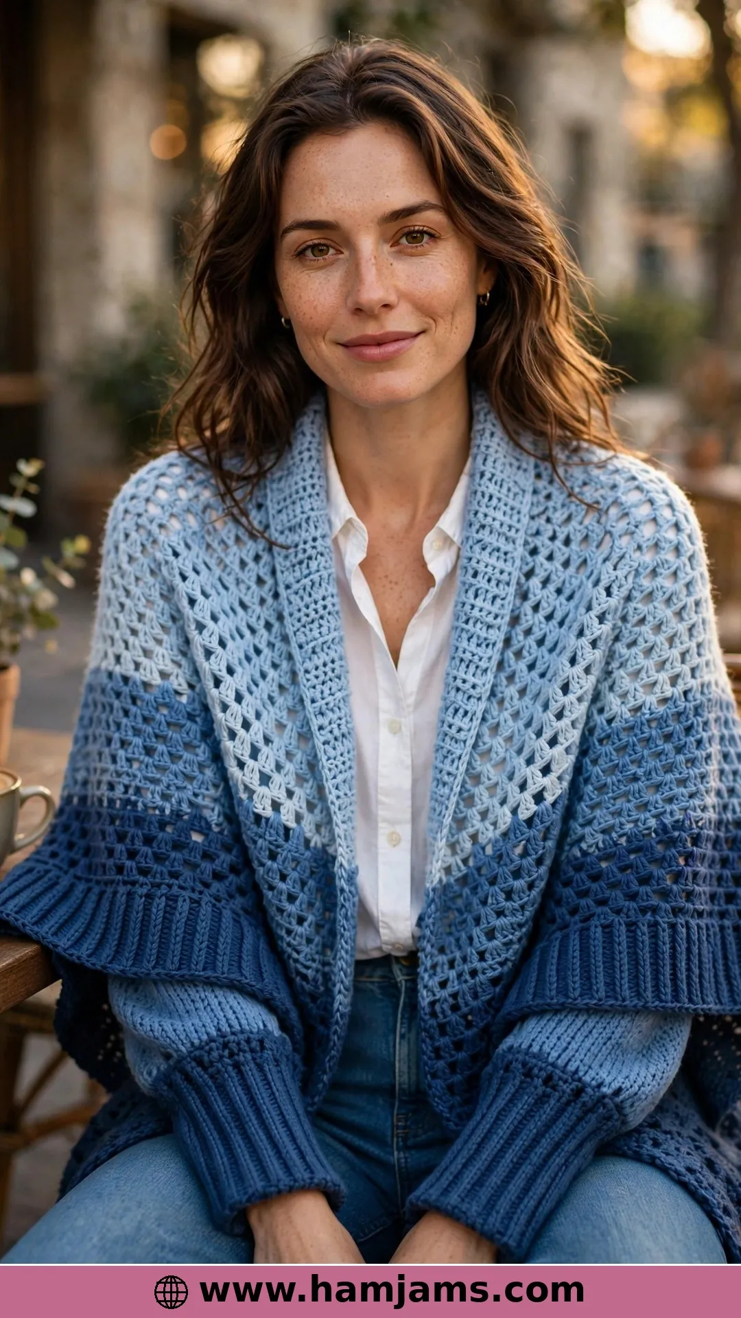 Batwing Panels and Ribbed Cuffs in Two Blues