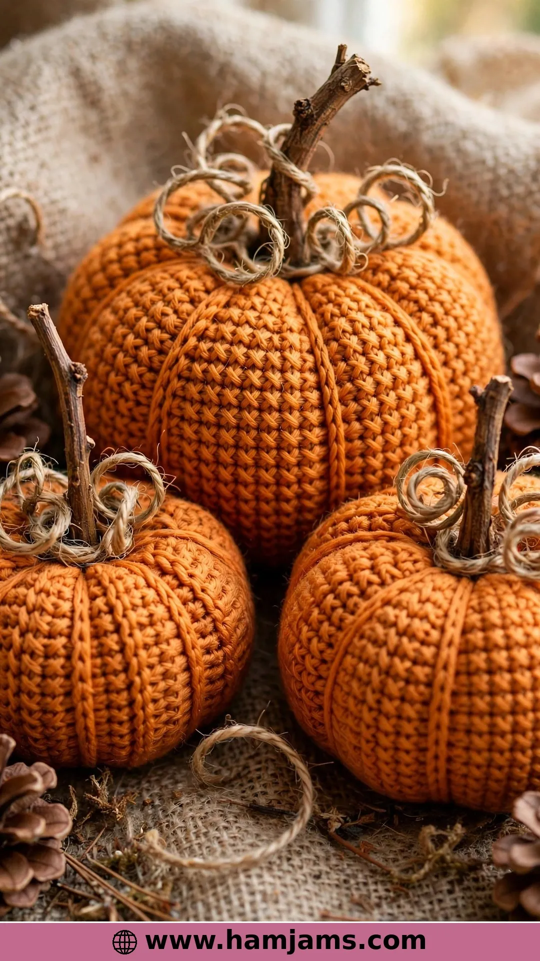 Rustic Farmhouse Crochet Pumpkin with Crossed Stitches