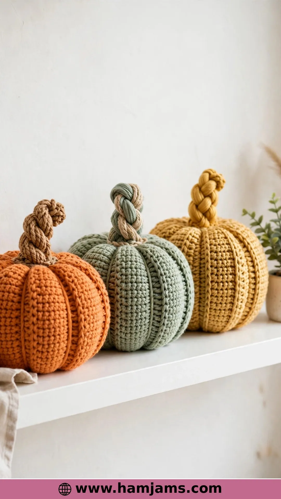 Modern Crochet Pumpkin with a Braided Stem