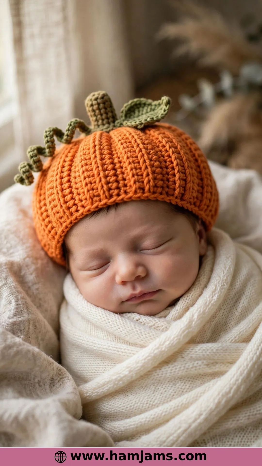 Pumpkin Ribbed Beanie for Newborns