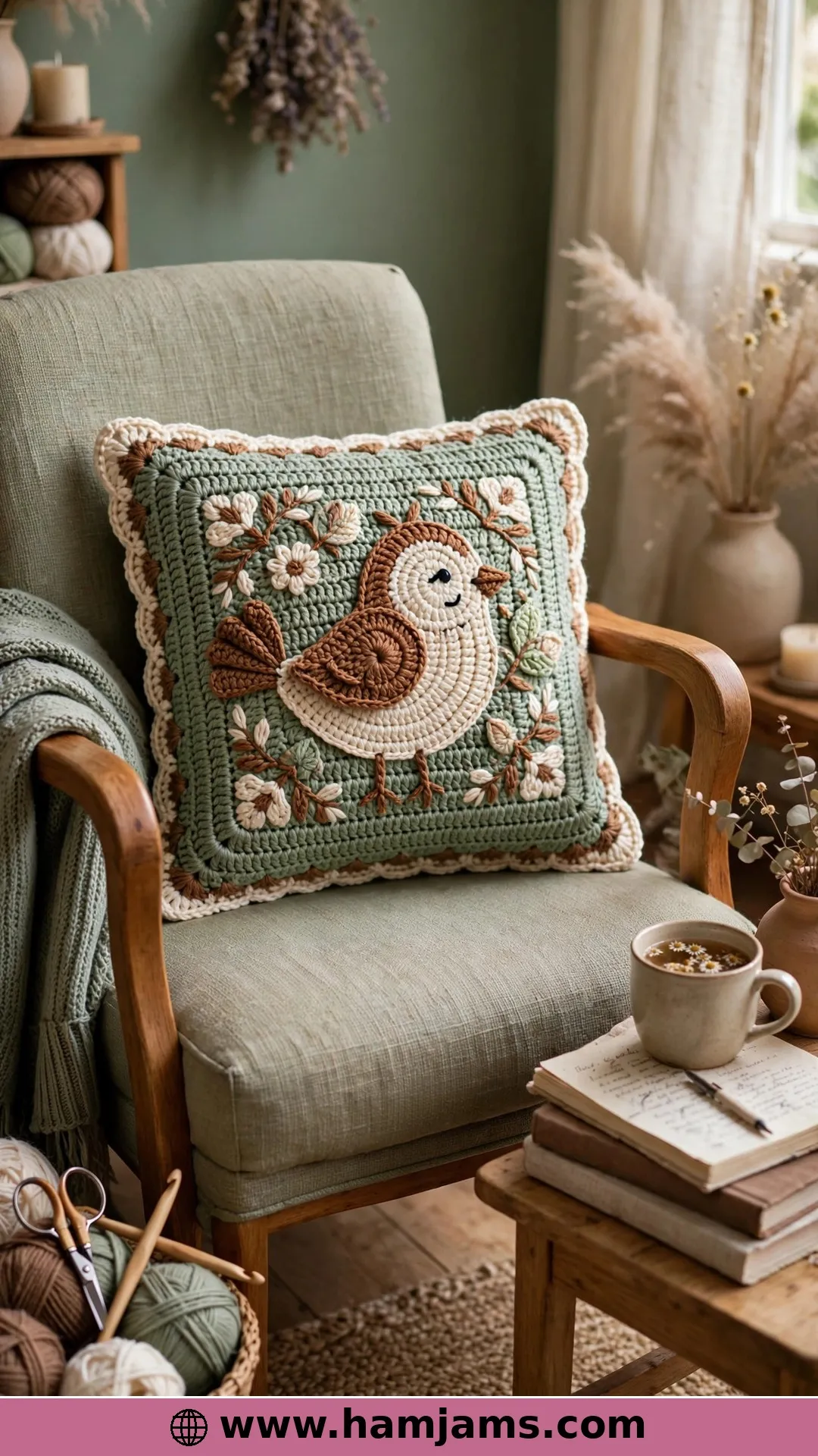 A Cheerful Bird Pillow for the Reading Corner
