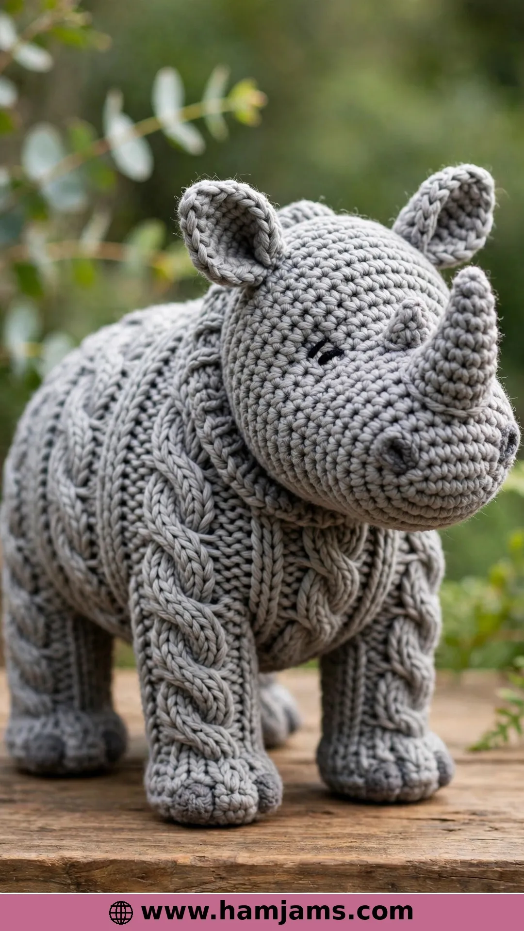 A Realistic Grey Rhino in Soft Aran