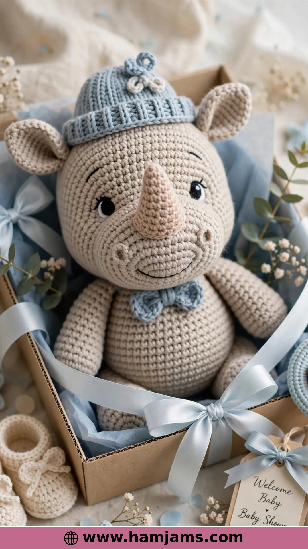A Baby Rhino in a Hat and Bow Tie