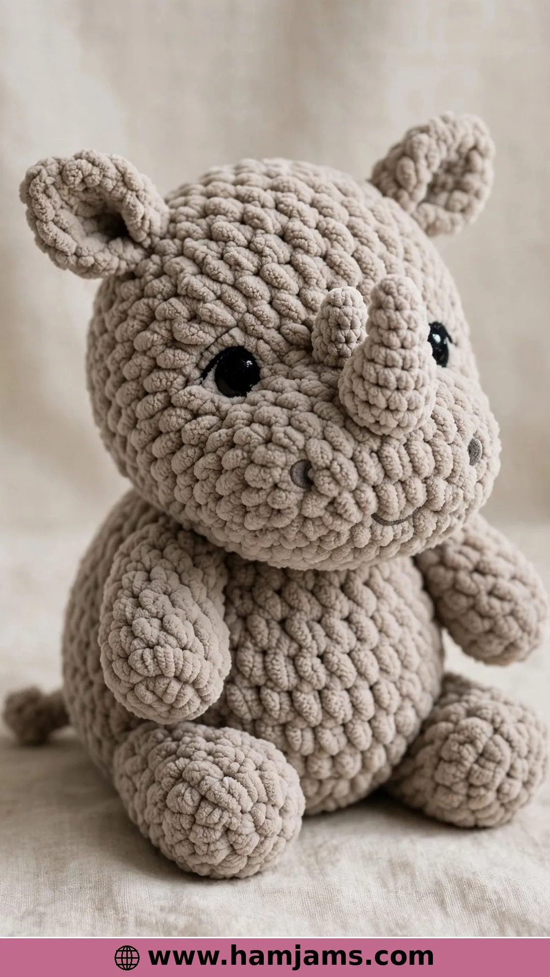 A No-Sew Baby Rhino in Chunky Plush