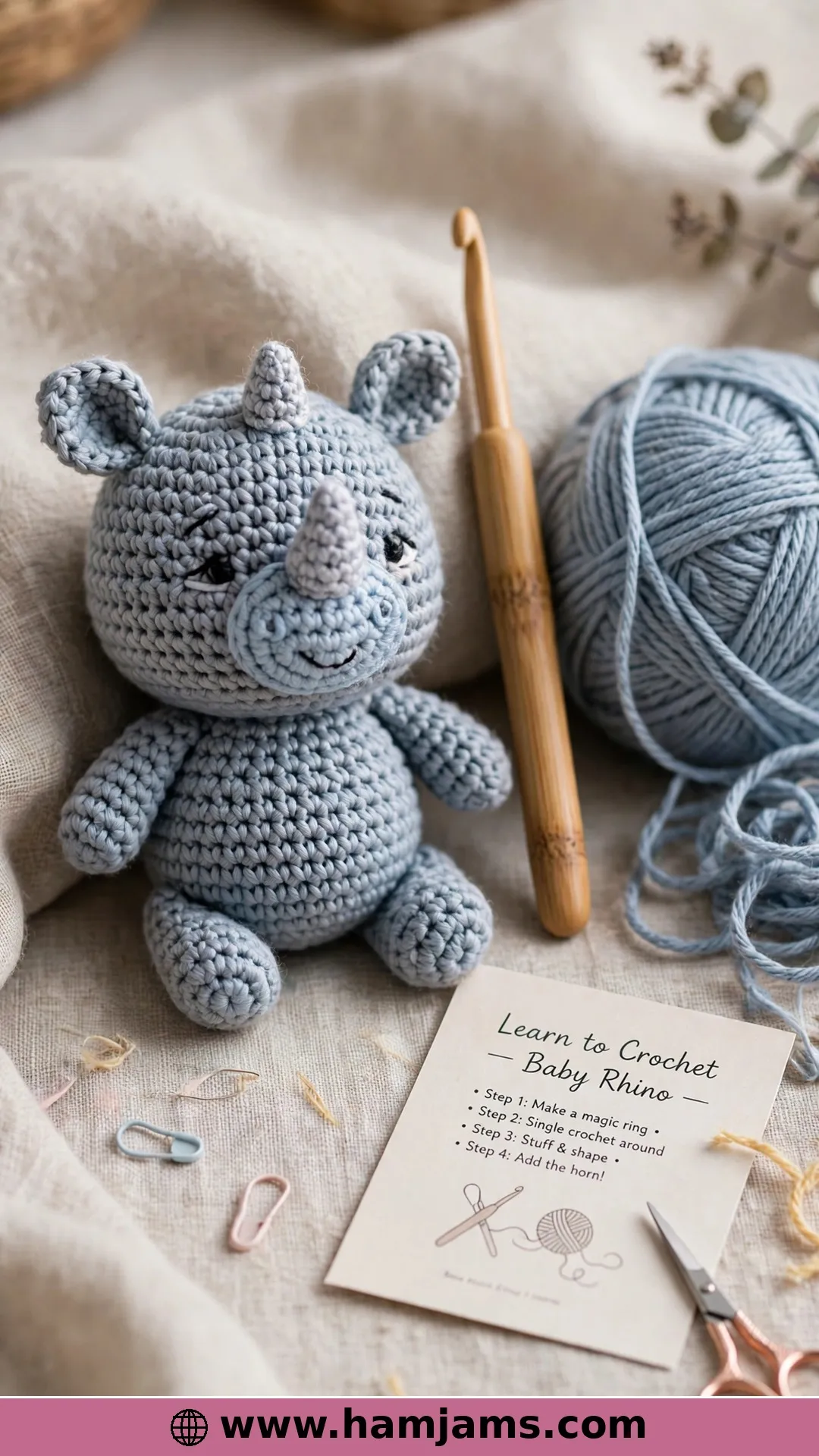 A Baby Rhino You Crochet Along With (Video Tutorial)