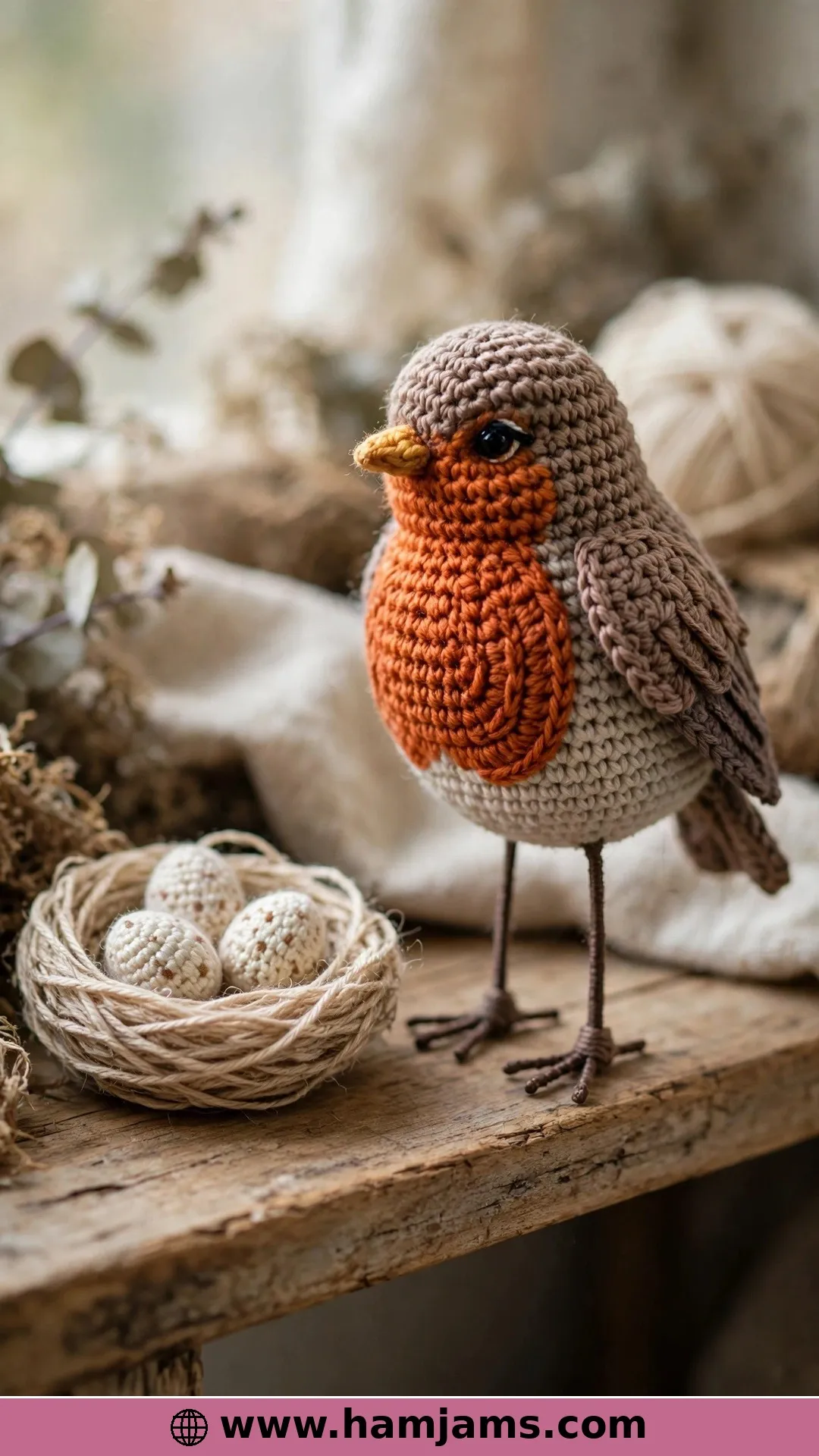 A European Robin With Wire Legs