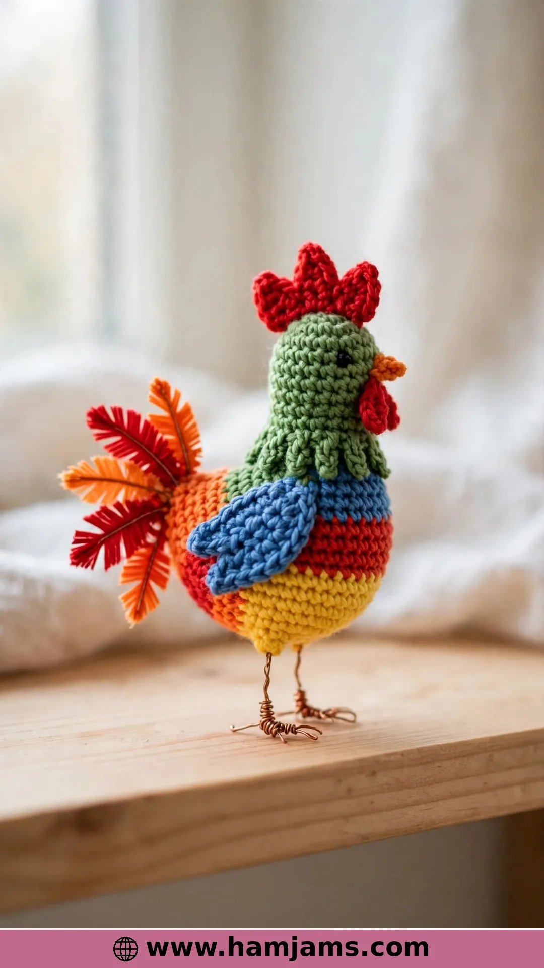 A Tiny Rooster With Pipe-Cleaner Feet