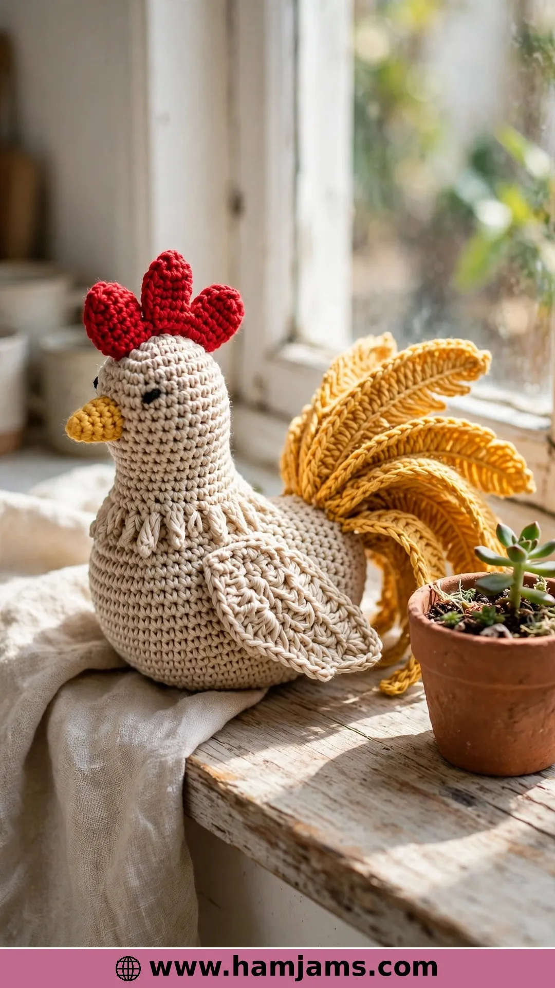 A Classic Cotton Rooster in Bright Farmyard Colours