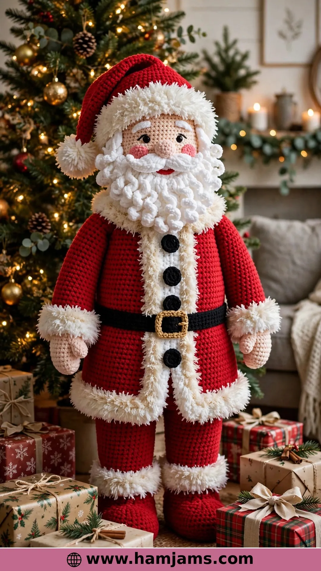 The Big Plush Santa With the Fluffy Trim