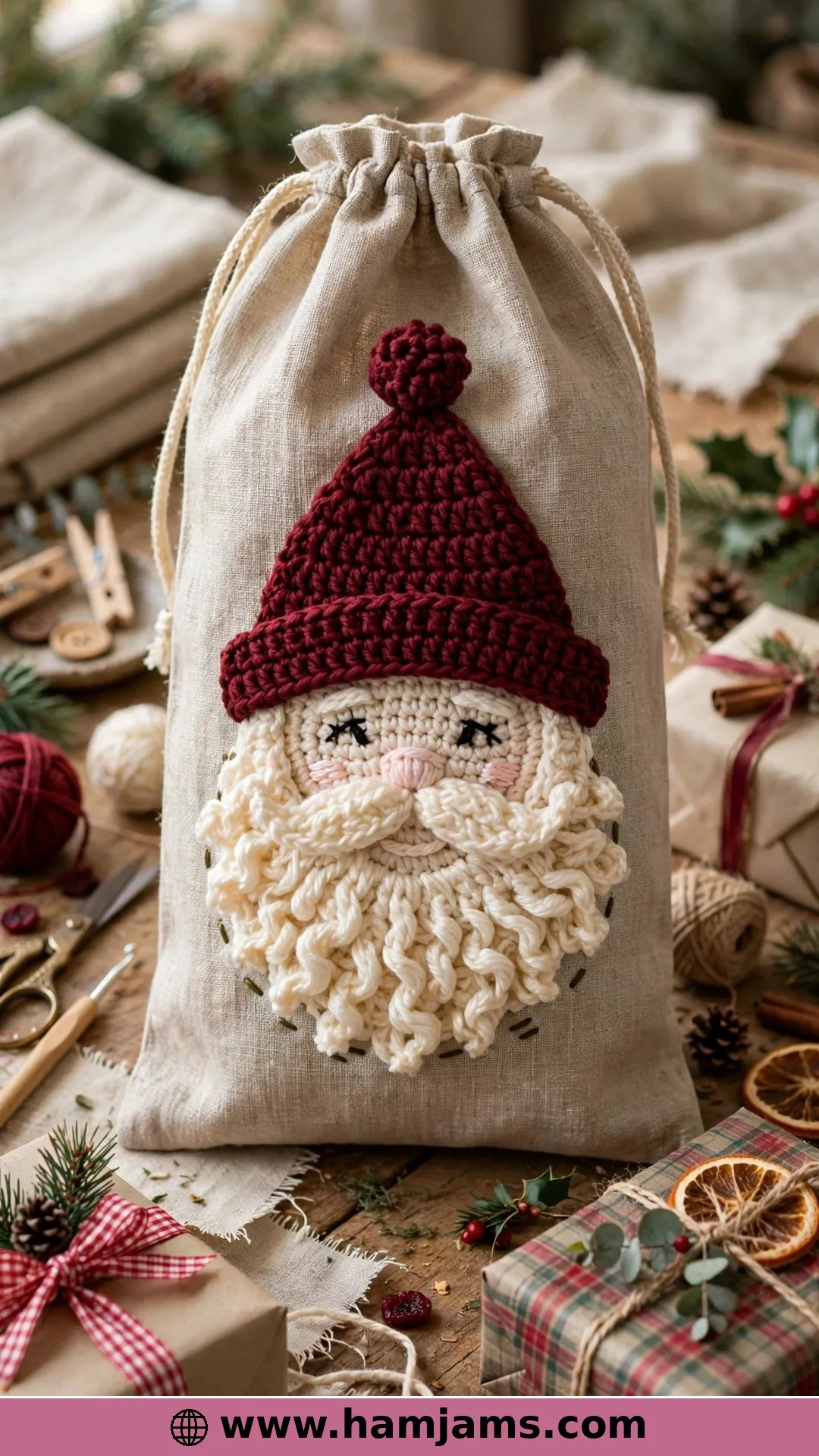 The Flat Santa Appliqué With the Wine-Red Hat