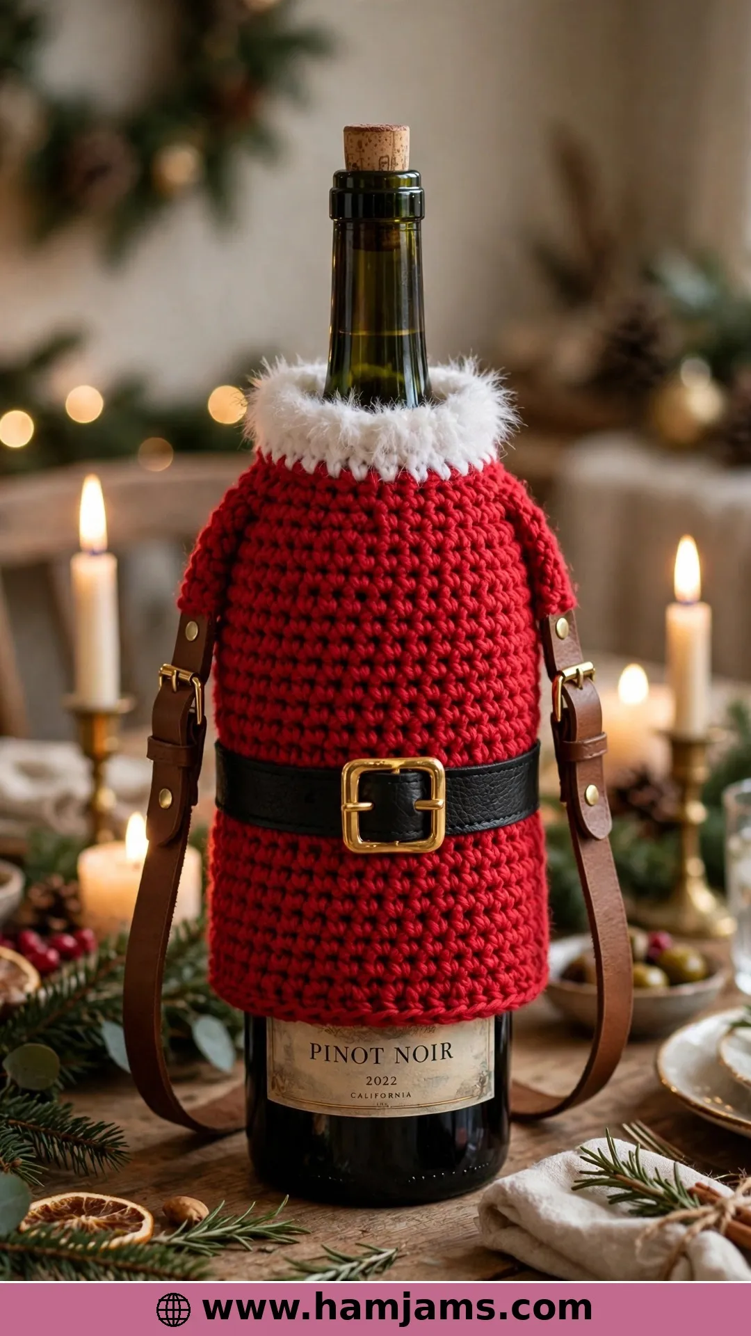 The Santa Wine Bottle Cover With a Carrying Strap