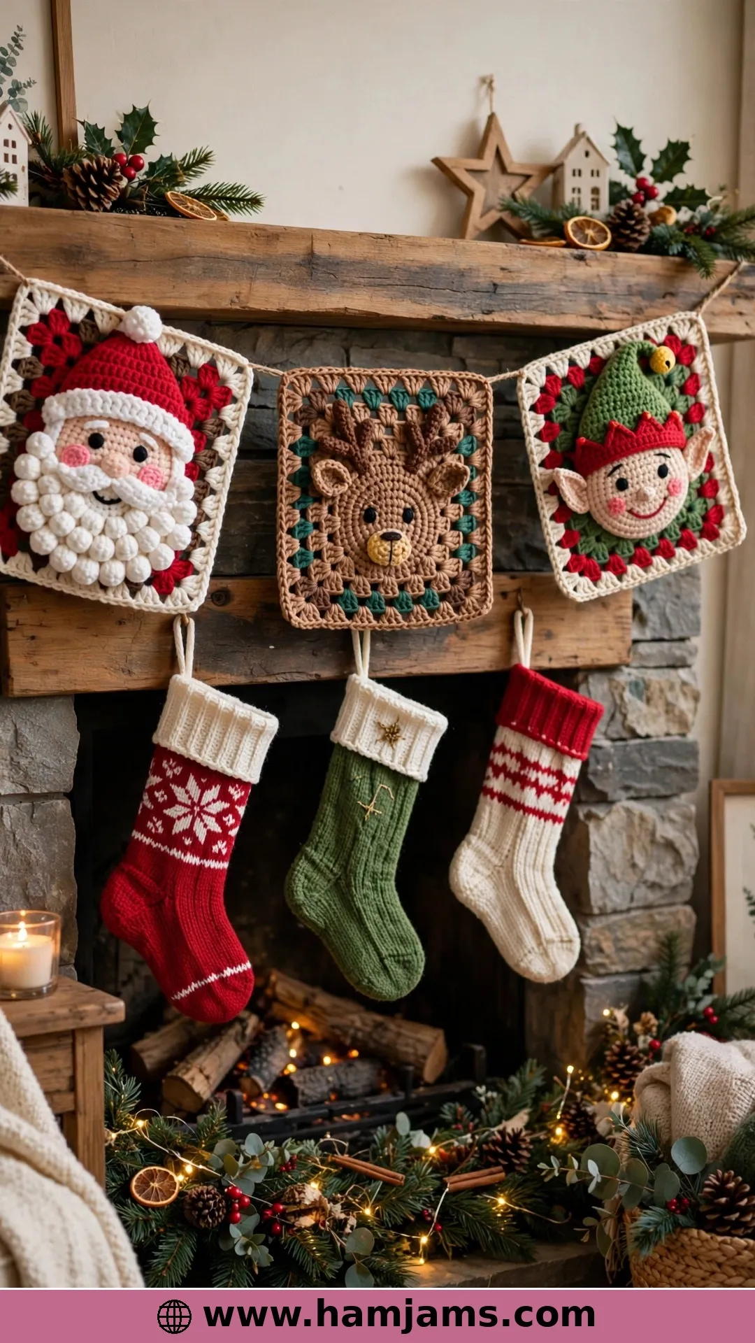 The Granny-Square Santa Bunting