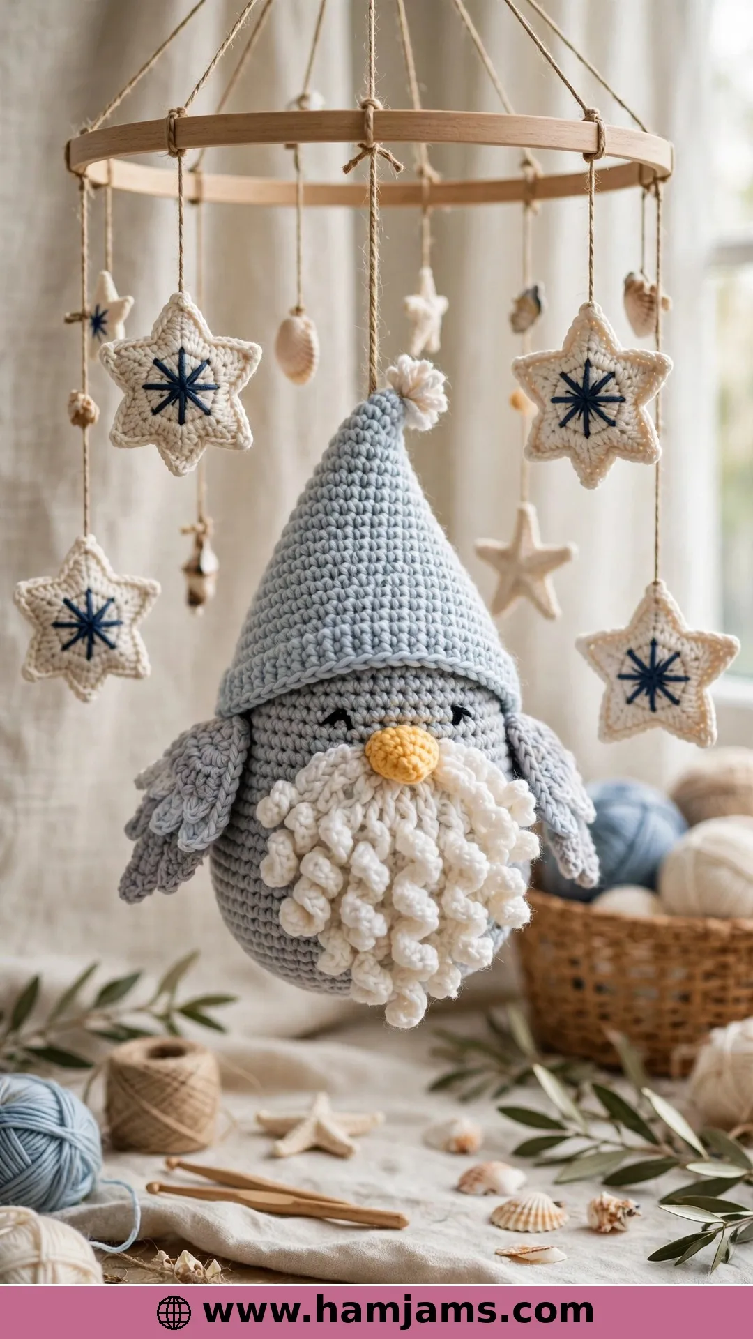A Seagull Gnome for Mobiles, Charms and Nautical Decor
